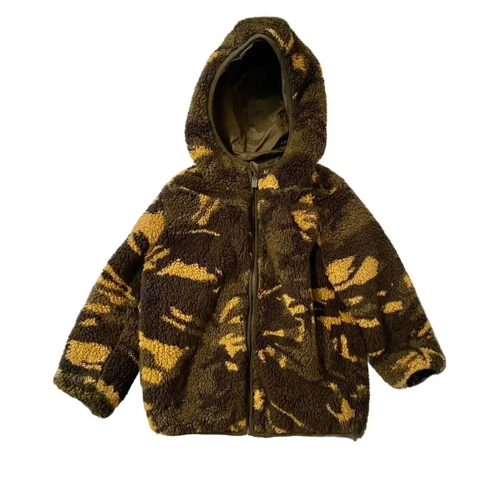 Reversable Sherpa Lined Hooded Zip Jacket Boy Size 4T